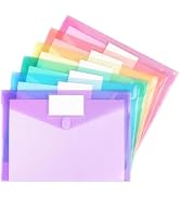 Tamaki 6 PCS File Folders Clear Poly Plastic Envelopes, A4, Multicolors | Hook and Loop with Labe...