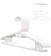 20 Pack Plastic Hangers 13-17 Inch Adjustable Clothes Hanger White | Durable & Non-Slip Space Sav...