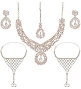 WADORN Indian Jewelry Sets, Bollywood Wedding Jewelry Set Golden Choker Necklace Maang Tikka Earr...