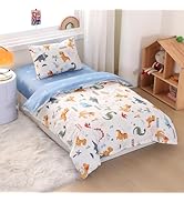 ZZRSSSLC 100% Cotton Dinosaur Crib Bedding Set with Cute Animal Printed for Baby Girls and Boys, ...