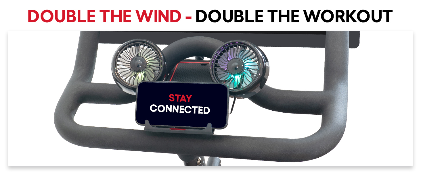 Dual Bike Fan with Phone Tray for Peloton Bike and Bike+