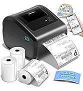 Omezizy Bluetooth Shipping Label Printer with 3 Roll Labels, D450BT Thermal Label Printer 4x6 for...