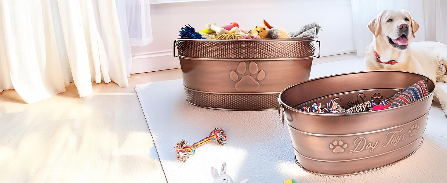Custom embossed metal dogs bins made of still for long-lasting durbility.