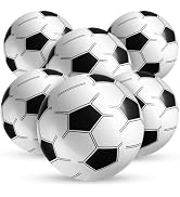 Inflatable Soccer Beach Balls (6 Pack) - 16-Inch Durable PVC Blow Up Beach Balls for Kids, Easy t...