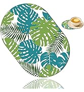 Tropical Leaves Mouse Pad and Coaster Combination, Washable Fabric Mouse Pad for Office Laptop, N...