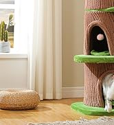 MUTTROS Forest Cat Tree Tower with 4 Condos, 68.5" Tall Cat Tower with Flower Top Bed & Thick Scr...