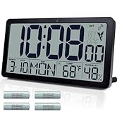 Atomic Wall Clock Battery Operated,10.5 inch Digtial Desk Clock with Temperature and Humidity,Sel...