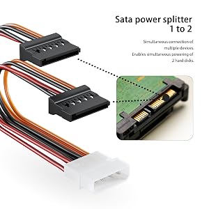 Sata power splitter 1 to 2