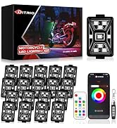 18PCS 5 Sides Full Angle RGB Motorcycle LED Underglow Kit with APP and 2 Remote Control,Brake Lig...
