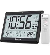 DAYTITOR Atomic Clock with Indoor and Outdoor Temperature, Automatic Digital Clock Battery Operat...