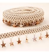 IDONGCAI Boho Star Fringe Trim, 2" Macrame Decorative Ribbon, 3 Yards | Marbled acrylic stars, wo...