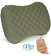 UWILLION Camping Pillow with Ice Silk Memory Foam Cover - Ultralight Inflatable Pillow for Campin...