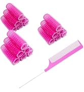 MOODKEY 18PCS Self Grip Small Hair Curlers Heatless Roller Hair Curlers Pro Salon Hairdressing Cu...