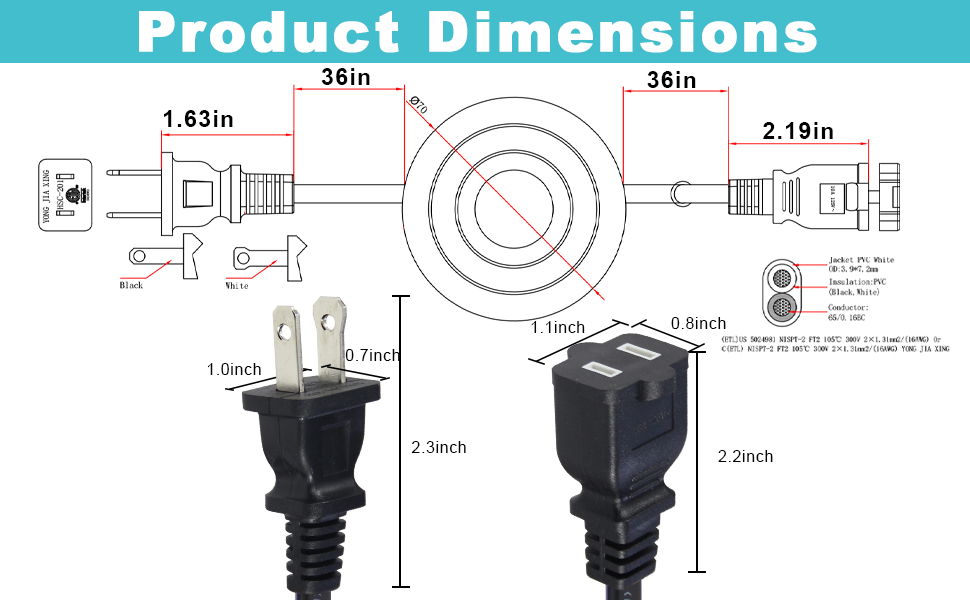 2 Prong Power Cord with Foot Switch