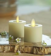 Luminara Flameless LED Tea Light Candle, 1.4" x 2", Pack of 2, Plastic Pearl Ivory, Real Flame, B...