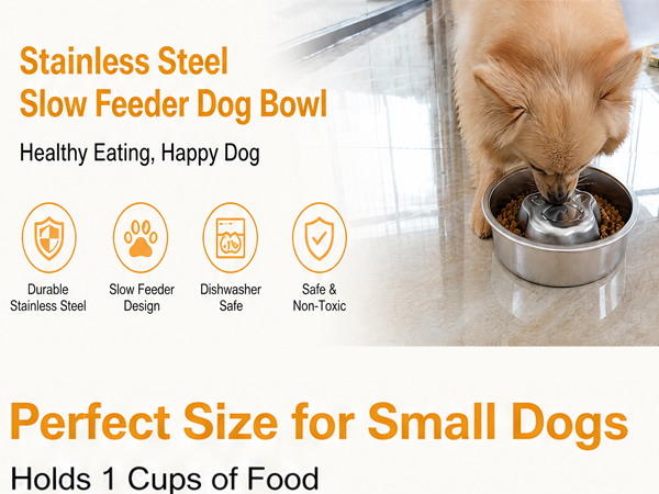 Stainless Steel Slow Feeder Dog Bowls