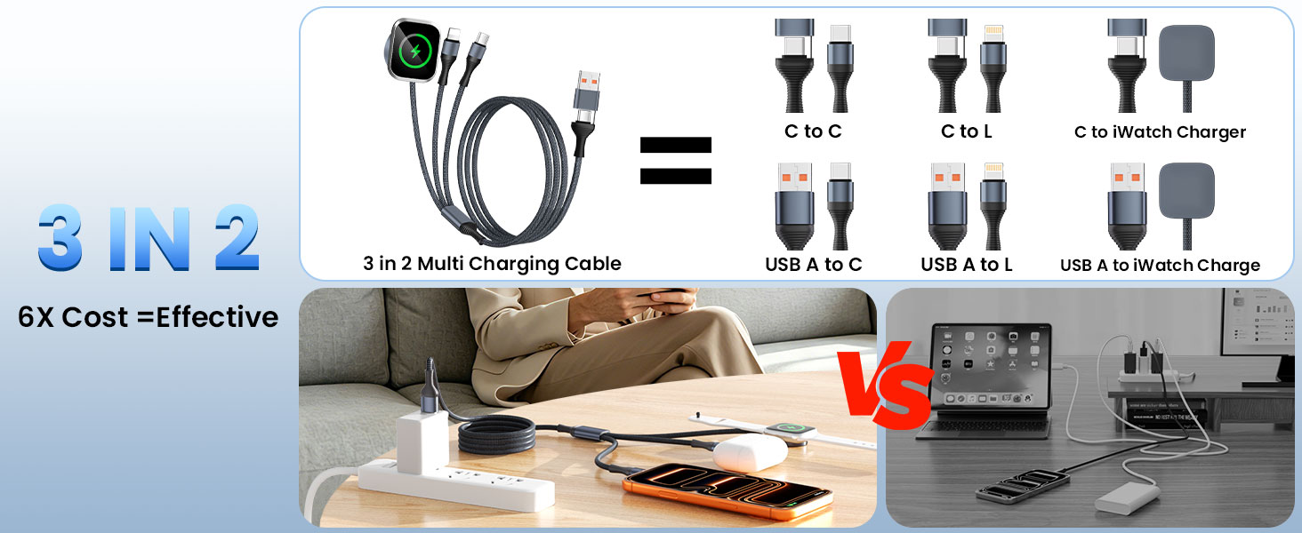 3 in 2 multi charger cord