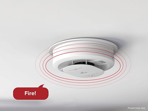 Kidde hardwired + AA battery backup smoke detector with voice alert announcing fire - mobile