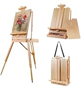 CONDA Large Wooden French Easel and Sketchbox Easel, Adjustable Tripod Easel Stand with Drawer an...