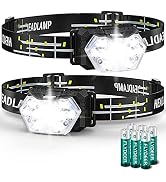 PLUSINTO 9 LED Headlamp 2000 Lumens 2 Pack, Super Bright Head Lamp with 6 AAA Batteries, 6 Modes,...