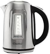 Chantal 1.8 QT Jupiter Electric Kettle, Stainless Steel, Silver