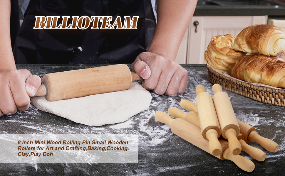 8 Inch Mini Wood Rolling Pin Small Wooden Rollers for Art and Crafting,Baking,Cooking,Clay,Play Doh