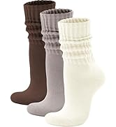 Acomono Scrunch Crew Socks 3 Pack – Retro Slouchy Cotton Calf Socks for Men & Women Cushioned Sol...
