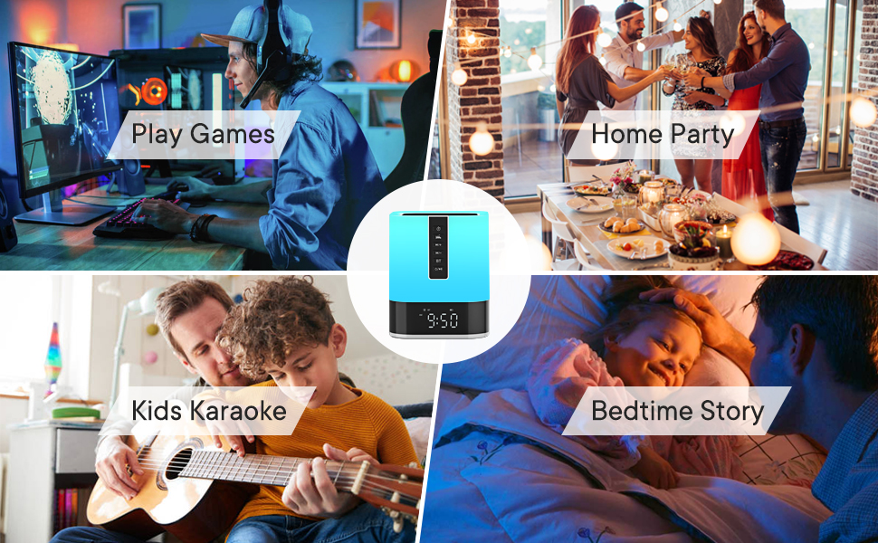 6 in 1 multifunctionality can be used as bluetooth speaker, nightlight, alarm clock, sound machine