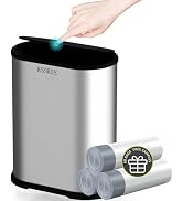 KSSKSS 1.8 Gallons Small Stainless Steel Trash Can with Press Type Lid, Slim Bathroom Garbage Bin...