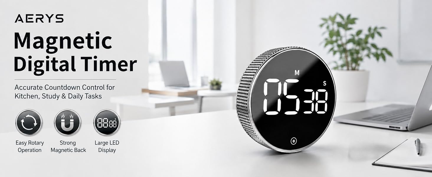 digital kitchen timer, countdown timer, magnetic kitchen timer, digital countdown clock, SPN-RECPP