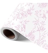VCOOHM Pink Floral Wrapping Paper Roll - 17 Inches x 9.8 Feet - Vintage Pink Wrapping Paper for B...