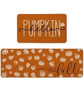 Artoid Mode Orange Hello Pumpkin Fall Kitchen Mats Set of 2, Autumn Home Decor Low-Profile Kitche...