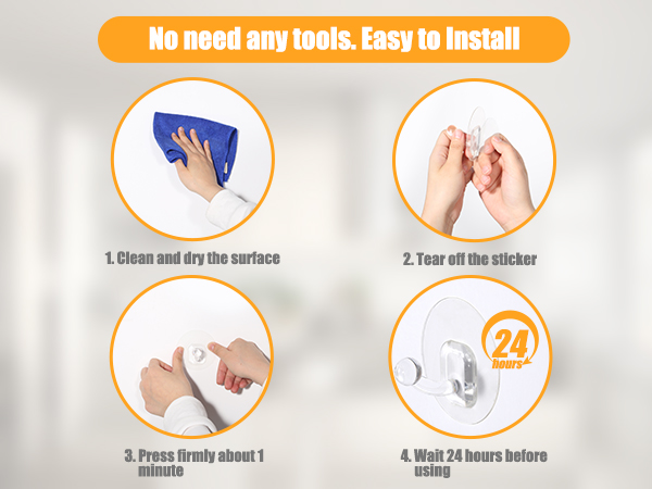 Adhesive Hooks for Hanging 10 Pack, Heavy Duty Wall Hooks