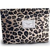 ZLFSRQ Leopard Makeup Bag Cute Cosmetic Bags for Women Cheetah Makeup Bag Canvas Large Capacity T...