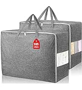 2Pack 105L Extra Large Storage Bags, Folding Moving Comforter Blanket Storage Bags Closet Organiz...