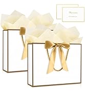 YoungTree Gift Bags with Handles, 13" Medium Gift Bag with 4 Tissue Paper and 2 Card, 2 Pcs Prese...