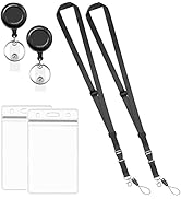 AMUU 2 Pack Lanyard with ID badge holder large 4x3 Name Badges Holders Retractable Badge Reel Adj...