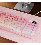 EWEADN V102 Wired Keyboard, 98 Keys Creamy Gaming Keyboard with Number Pad, Display Screen & Medi...