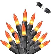 Toodour Orange Halloween Lights, 12.5ft 50 Count Incandescent String Lights | UL Certified Connec...