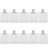 10 Pack Travel Size Squeeze Pouches, 30ml Clear Refillable Bottles, Portable Toiletry Containers,...