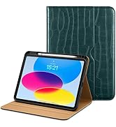 VIKESI Crocodile Case for iPad 10th Generation 2022, iPad 10.9 Inch Leather Smart Folio Cover wit...