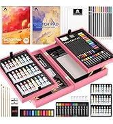 VigorFun Art Supplies, Deluxe Wooden Art Set Crafts Drawing Painting Kit with 2 Sketch Pads, Oil ...