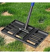 Rake, Lawn Leveling Rake, 5 FT Lawn Leveler with 17 x 10 Small Rakes Head for Smooth Garss Soil D...