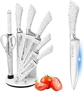 Knife Set, 9 PCS White Stainless Steel Kitchen Knife Set for Chef, Super Sharp Knife Set with Acr...