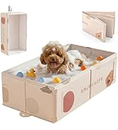Collapsible Pet Bathtub with Side Drain Plug,Easy Hanging, Foldable Portable Tub for Dogs Bath, N...