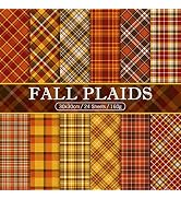 Whaline 24Pcs Fall Pattern Paper 11.8 x 11.8 Inch Autumn Buffalo Plaid Double-Sided Scrapbook Spe...