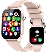 Colesma Pink Smart Watch for Women, 1.85" Large Screen Fitness Watch with Bluetooth Call/Voice As...