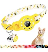 BINGPET AirTag Cat Collar with Bells, Upgraded Safety Elastic Cat Collar with Airtag Cat Collar H...