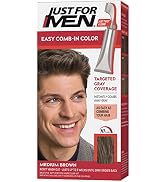 Just For Men Easy Comb-In Color Mens Hair Dye, Easy No Mix Application with Comb Applicator - Med...