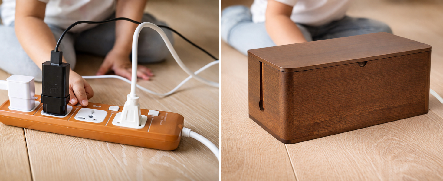 Wood Cable Management Box
